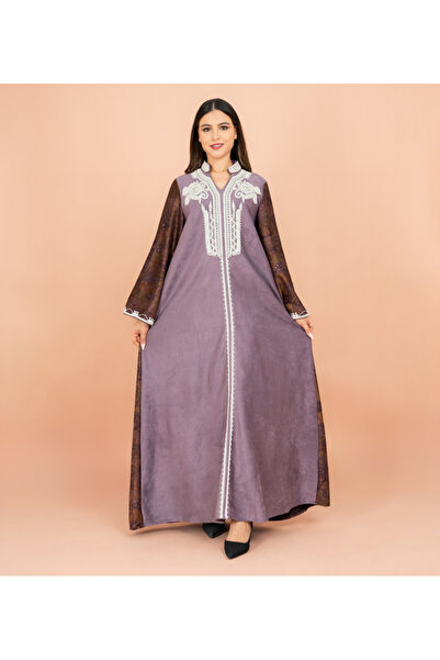 IKKXA Mandarin Colar White Embroidery Work Winter Jalabiya