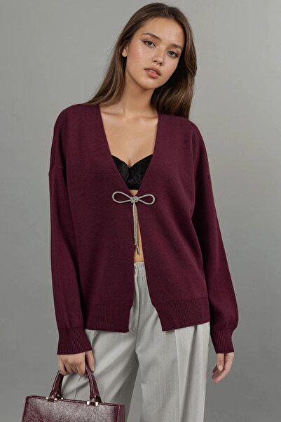Hiccup Bow Detailed V-Neck Knitwear Cardigan