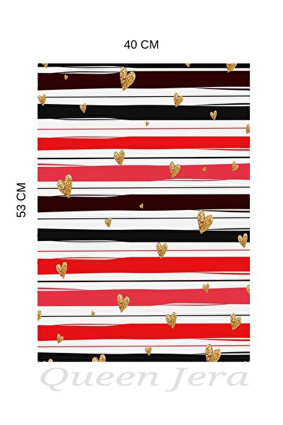 Queen Jera Heart Striped Oven Cover - Trend Kitchen Decorative Cover Model 40 X 53 cm