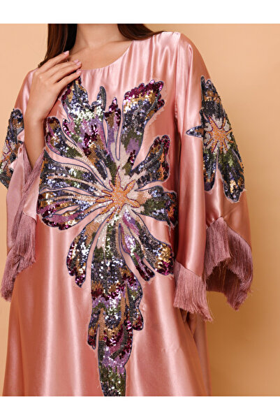 IKKXA Elegant Shimmer Fabric Big Flower Colorful Design Modern Sleeves