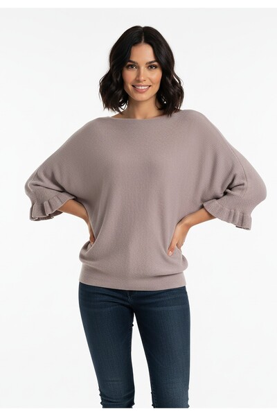 Figl Ruffled sweater - Women's brown sweater - M1257 size L