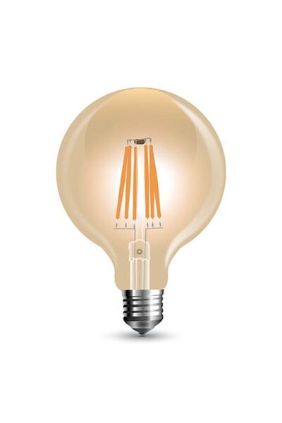 KlaussTech Bec LED G125 E27 reglabil 8W cu filament, alb cald