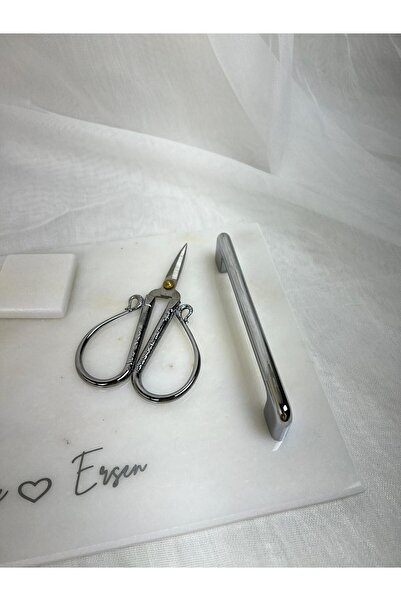 MERALP 8 Piece Engagement Tray, Groom's Coffee Tray, 2-Piece Ilıca Silver Metal Profile Handle