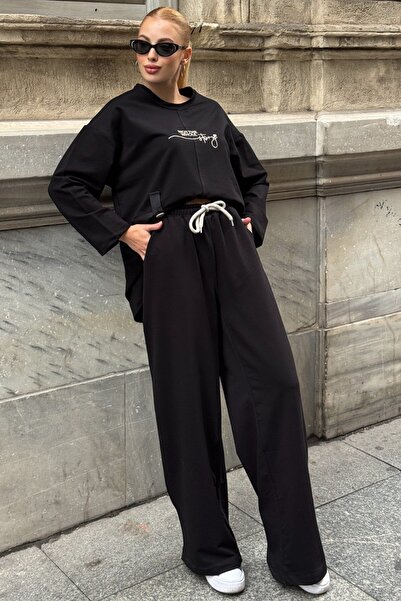 VAGGON Yazı Printed Casual Double Suit with Pocket Detail