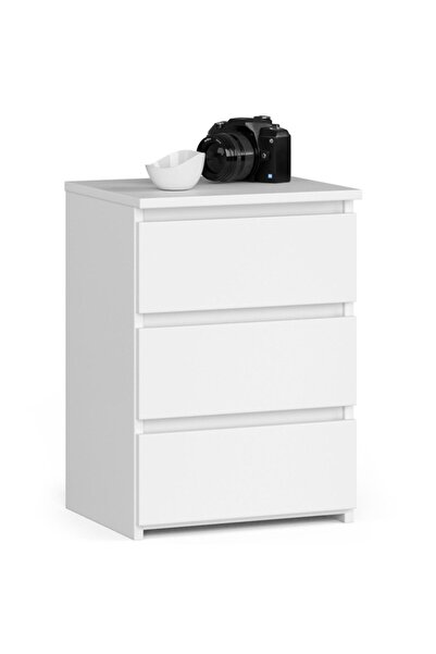 SERSIMO Bedside table with 3 drawers, 16 mm laminated chipboard, 40x35x57 cm, white