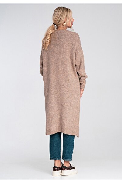 Figl Long cardigan for women - Cardigan with buttons - Brown cardigan M1237 size L