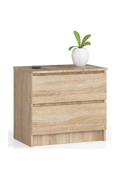 SERSIMO Comodă cu 2 sertare, PAL laminat 16 mm, 60x40x55 cm, stejar Sonoma