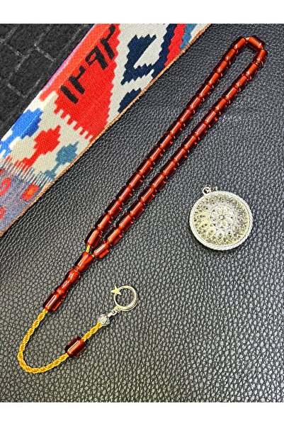 sitre Ayyıldız Tasarım Püskül Ateş Kehribar Tesbih