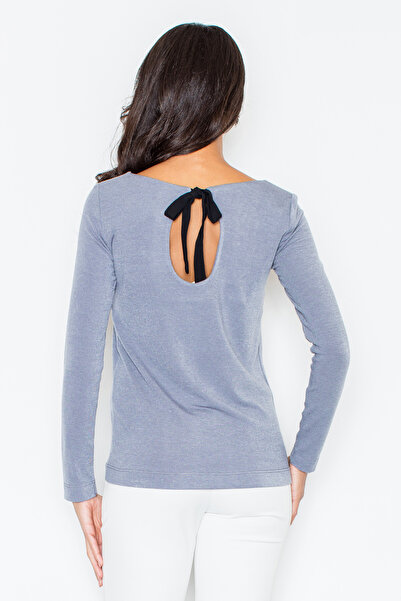 Figl Women's sweater with boat neck and ties at the back - Grey M244 Size L