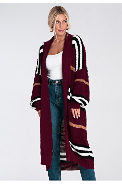 Figl Cardigan - Cardigan de damă - Cardigan vișiniu M1246 mărimea M