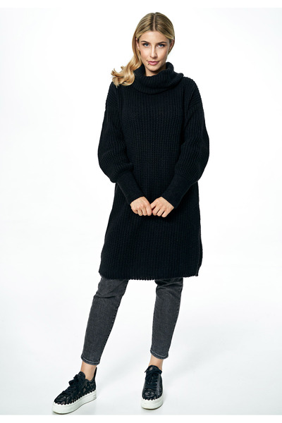 Figl Women's Oversized Long Turtleneck Sweater - Black M890 One Size Fits All