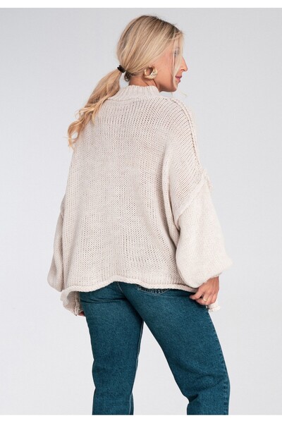 Figl Women's turtleneck sweater - Women's thick sweater - Beige sweater M1238 size M