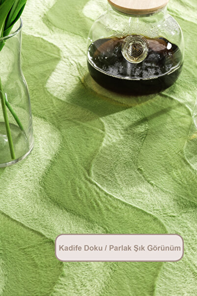 Elart Patterned Velvet Tablecloth (125X210 cm) Green