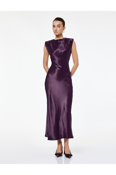 Koton Rochie lungă din satin, fără mâneci, cu decolteu rotund, din pernițe pentru umeri piese