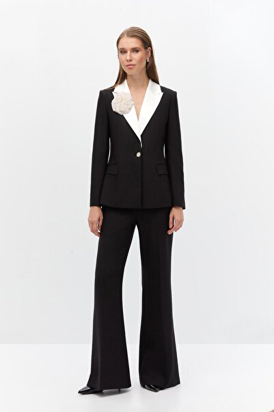 Shn Saten yakalı blazer takım