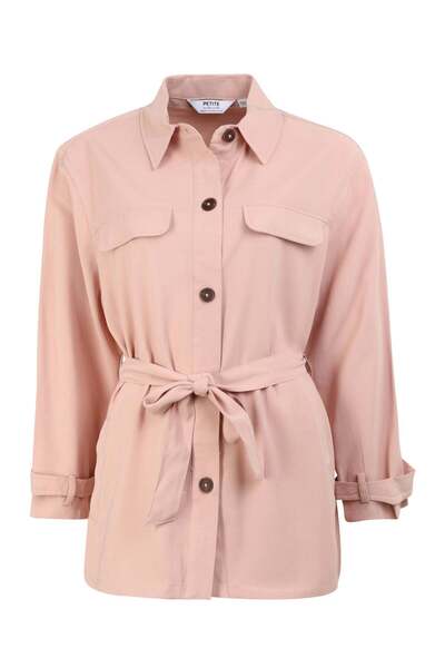 DOROTHY PERKINS (Ay) Petite Twill Tie Waist Shacket - Women