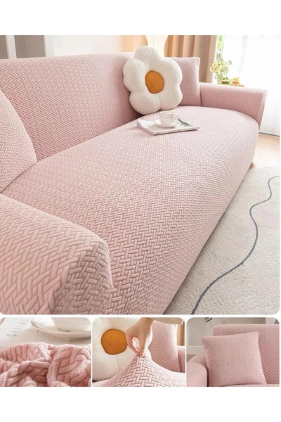 BASHTUGH TİCARET Sofa Cover Set 4 Pieces 3 3 1 1 Stretchable Elastic Stain Re...