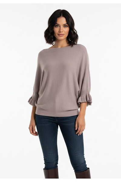 Figl Ruffled sweater - Women's brown sweater - M1257 size XL