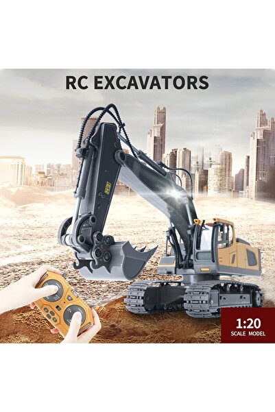 EACAM 1/24 Scale RC Excavator 2.4GHz 9-Channel Construction Truck with Lights & Music