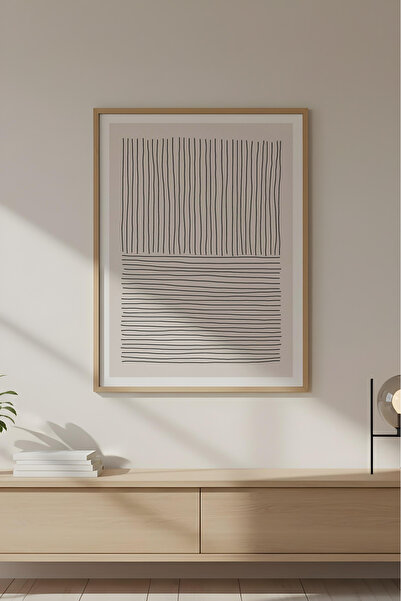 huhuli Ahşap Çerçeveli Minimalist Tablo - Salon Duvar Dekoru Huhu575