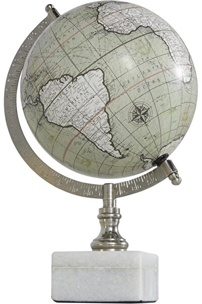 Deco 79 Marble Base Globe 17.78 × 17.78 × 28 cm - White