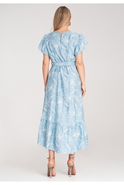 Figl Elegant floral Printed dress with ruffles – blue M1179 Universal