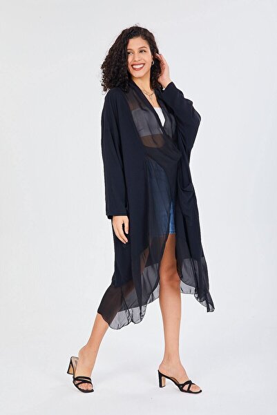 della moor Women's Black Italian Silk Tulle Infinity Kaftan