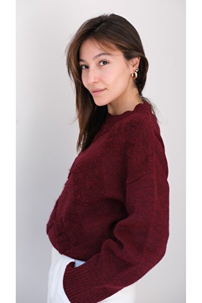 EKİN DEMİR Crew Neck Casual Diamond Pattern Basic Women's Sweater