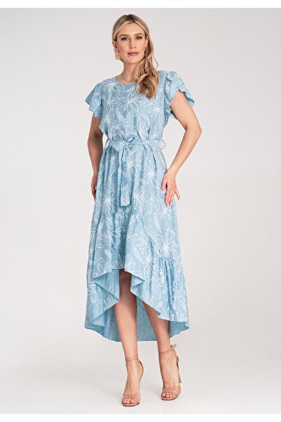 Figl Elegant floral Printed dress with ruffles – blue M1179 Universal
