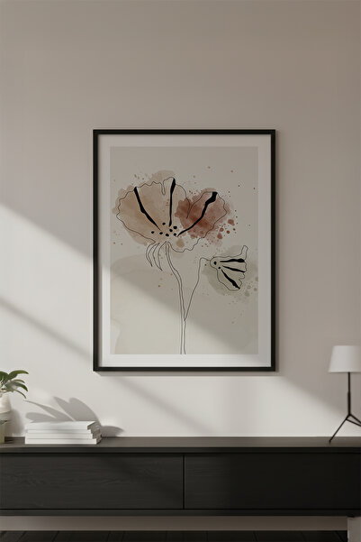 huhuli Ahşap Siyah Çerçeveli Soyut Minimalist Tablo Huhu614