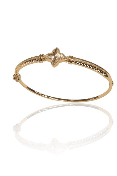 Hakan Güler Kuyumculuk Altın Yonca Model Kelepçe Bilezik (585K)