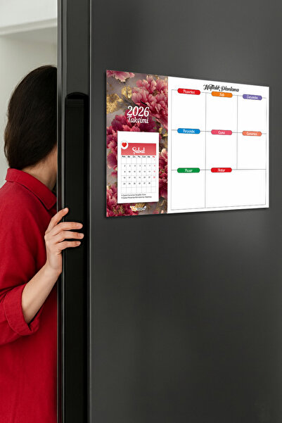 Tieni 2026 Takvimli | Buzdolabı Magnetli Haftalık Planlayıcı | Silinebilir Mıknatıslı Yazı Tahtası |Kd1107