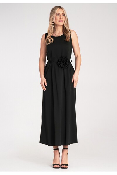 Figl Rochie elegantă fără mâneci - Rochie cu floare - Rochie neagră M1191 an ...