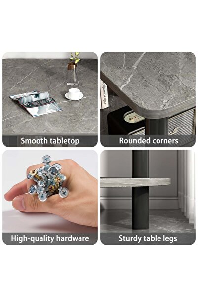 CHOIWIN Double-Layer Coffee Table (80x40x53cm) - Scratch/Water-Resistant Wooden Sofa Table with Large Deskto