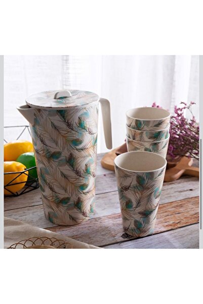 cc bin shihon Juice jug with four bamboo plastic cups