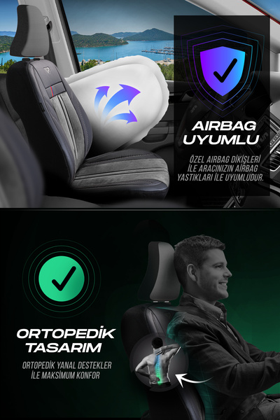 Panda Kılıf Panda Austin Series Velor Cloth Car Seat Cover - Full Set