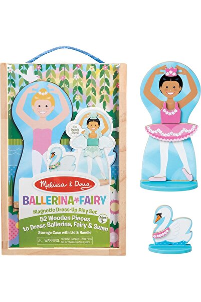 Melissa & Doug Magnetic Double-Sided Wooden Dress-Up Doll Set - Ballerina & Swan (52 Pieces)