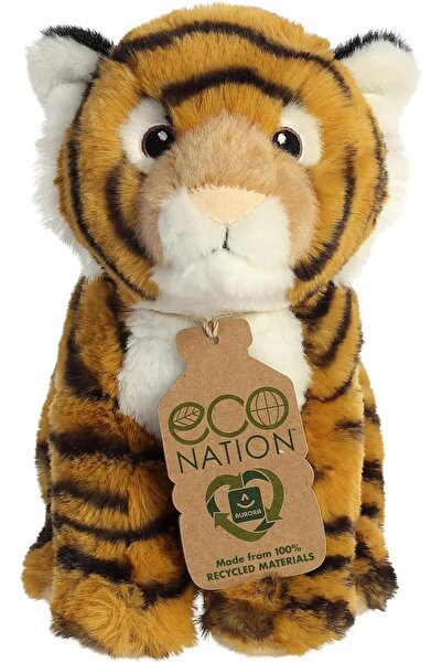Aurora Eco Nation Bengal Tiger Plush Toy, Polyester, White, Animal