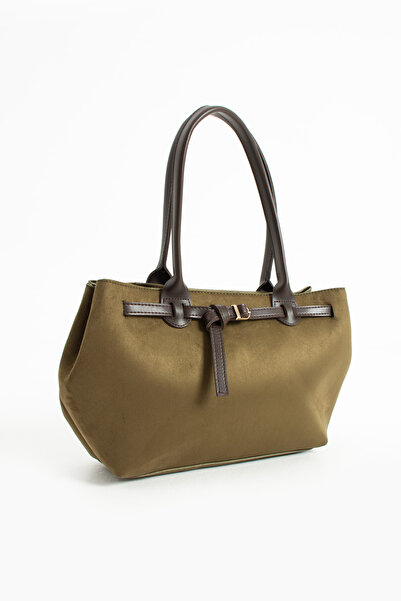 ÇANTAM GELSİN Zetia Model Women's Suede Khaki Hand and Shoulder Bag
