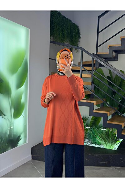 Armine تونيك نسائي مرسيريزد بتفاصيل نقشة البقلاوة 25YTD4118 لون خوخي