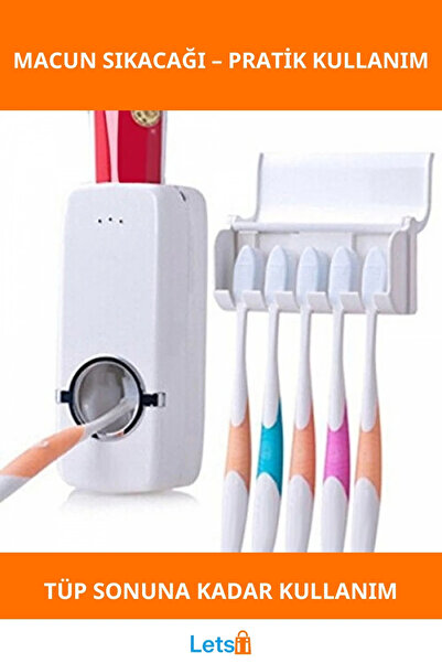 Letsii Vantuzlu Diş Macunu Sıkacağı ve Fırçalık Organizatörü