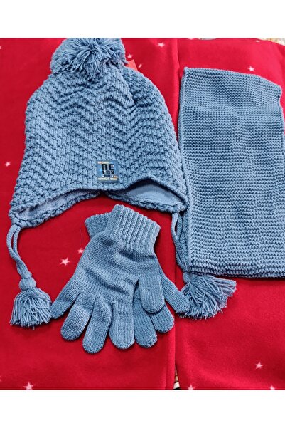 Kitti طقم قفازات وشاح بيريه مكون من 3 قطع للأولاد من سن 4 إلى 8 سنوات مع صوف من الداخل