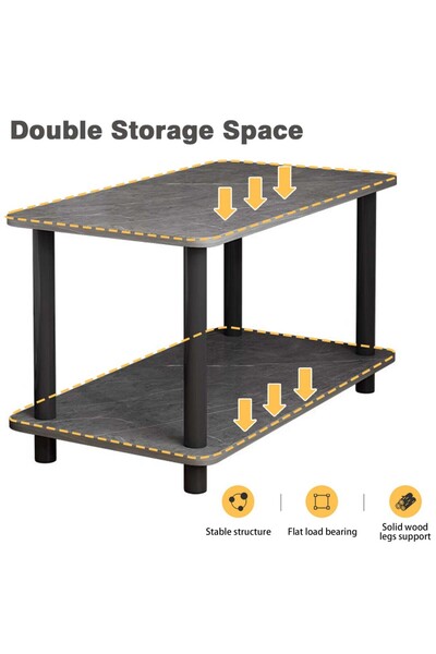 CHOIWIN Double-Layer Coffee Table (80x40x53cm) - Scratch/Water-Resistant Wooden Sofa Table with Large Deskto