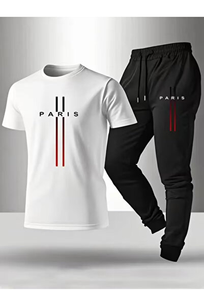 İSMTEXS طقم رياضي للجنسين من سبورت ستايل باريس مطبوع بأكمام قصيرة