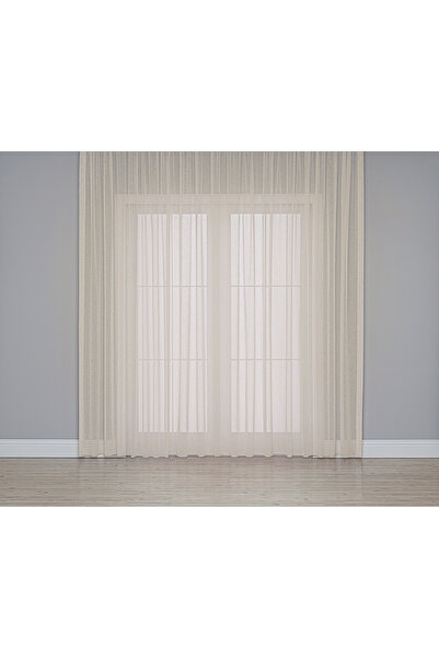 Gauze Fabric Design Beige Linen Plus Extra-Forced Tulle Curtain Does Not Need Ironing