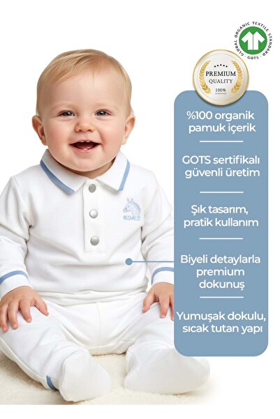 Ozmoz By Mukadder Özden Organic Polo Neck White Winter Baby Boy Top