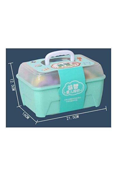 LIXADA 13-Piece Multi-Shaped Baby Rattle Toy Set With Storage Box