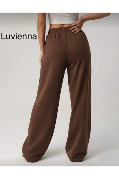 LUVIENNA Premium - Wide Leg High Waist Relaxed Fit Women's Sweatpants – Brown