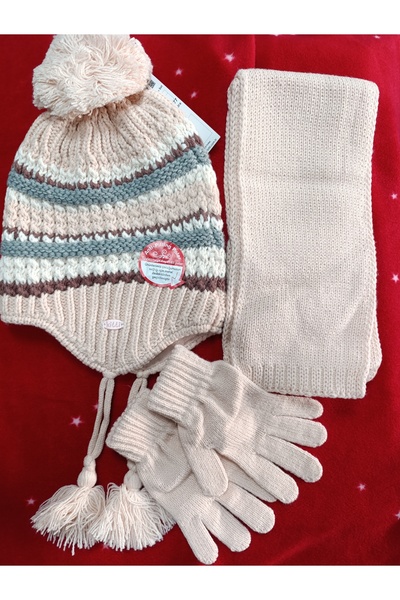 Kitti SCARF BEANIE GLOVES 3-PIECE SET 4-8 YEARS GIRL WITH FLEECE INSIDE