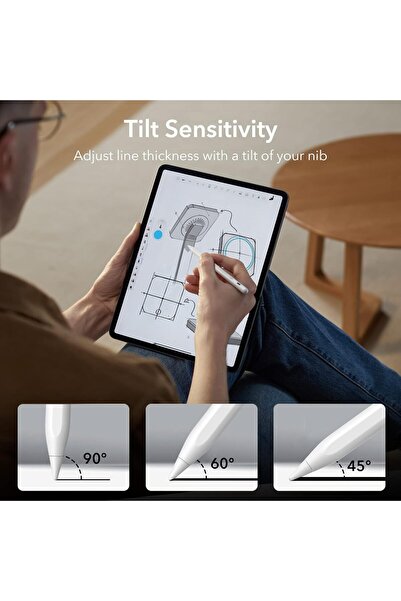 ESR Stylus Pen for iPad with Tilt Sensitivity, Palm Rejection, Magnetic Attachment, White